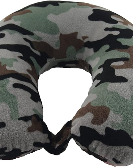 Adult Cozy Soft Microfiber Neck Pillow, Compact, Perfect for Plane or Car Travel, Camo Green - LeafyLoom