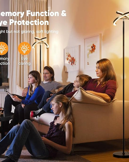Modern LED Floor Lamp, Rotatable Standing Lamp with Foot Switch, 20W Bright Reading Floor Light with 3 Color Temperatures, Black Stand up Lamp Tall Lamp for Living Room, Bedroom, Office - LeafyLoom
