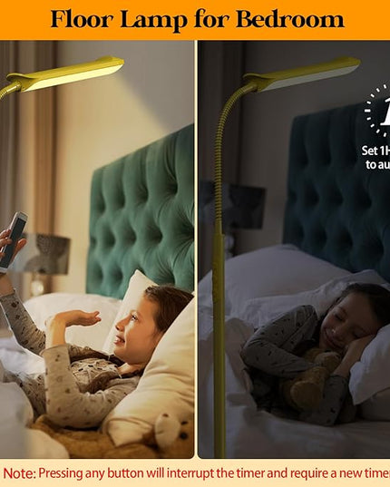 LED Floor Lamp, 18W Super Bright Floor Lamp for Living Room, Adjustable Stepless Colors & Brightness Gooseneck Standing Lamp, Eye Caring Reading Light with Remote& Touch Control for Bedroom Office - LeafyLoom