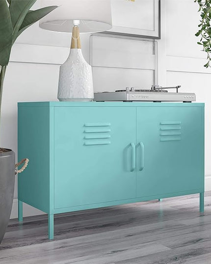 Novogratz Cache 2 Door Metal Locker Accent, Mint Cabinet - LeafyLoom