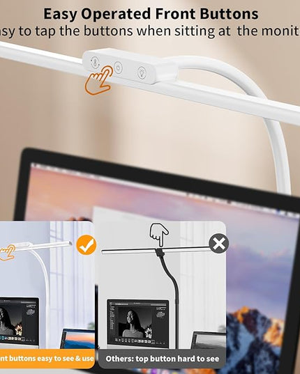 KableRika Desk Lamp,Led Desk Lamps with Clamp,Architect Desk Lights for Home Office Desktop Office Lamp 4-Brightness 4-Color Eye Care Overhead Table Lamp for Computer Monitor Study Reading White - LeafyLoom