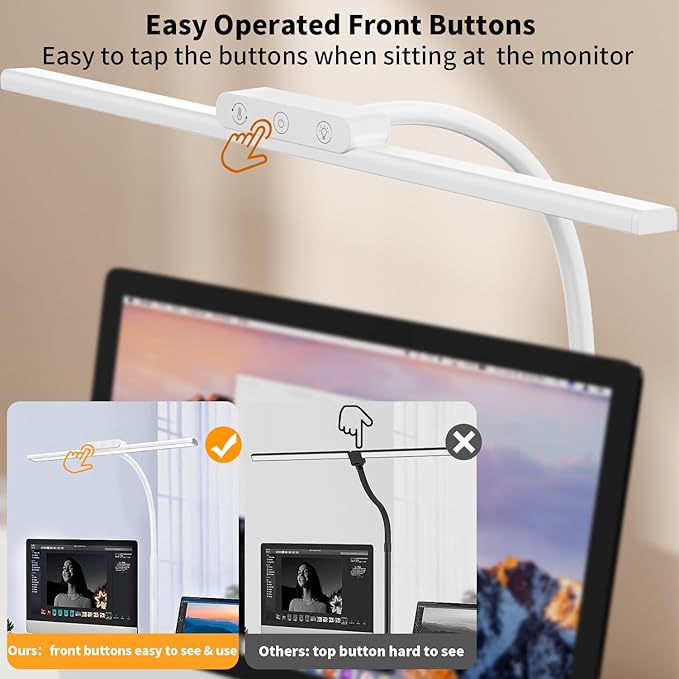 KableRika Desk Lamp,Led Desk Lamps with Clamp,Architect Desk Lights for Home Office Desktop Office Lamp 4-Brightness 4-Color Eye Care Overhead Table Lamp for Computer Monitor Study Reading White - LeafyLoom