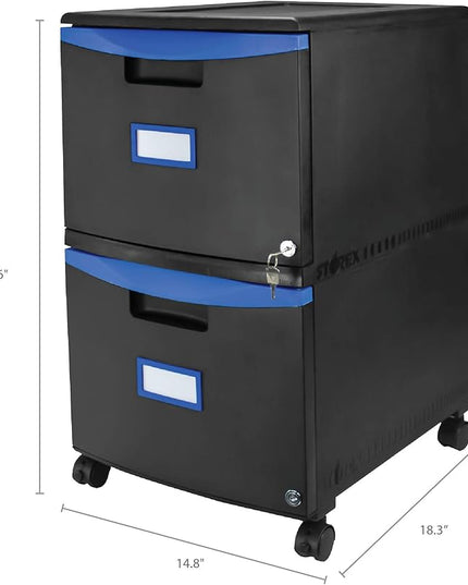 Storex 61314A01C File Cabinet, 1-Pack, Black/Blue - LeafyLoom