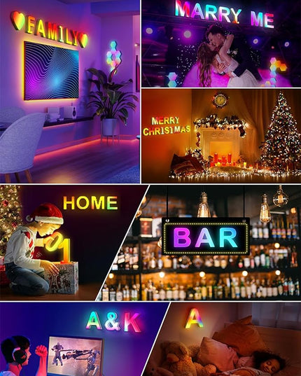 Splicing Letters Decorations Indoor Light - Alphabet Music Sync Color Changing Room Decor with App Control RGB Light Up Letters Boy Girl Gift Wedding Home Bar Wall Decoration(U) - LeafyLoom
