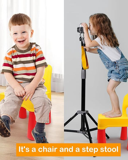 burgkidz Plastic Toddler Chair, Durable and Lightweight, 9.3" Height Seat, Indoor or Outdoor Use for Boys Girls for 18+ Months (Yellow) - LeafyLoom