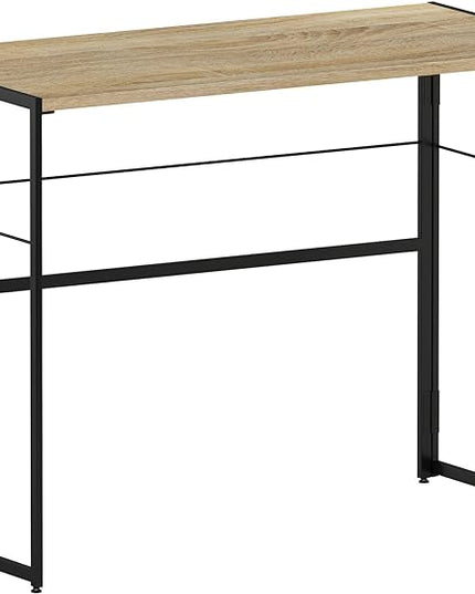 Furinno Riau No Tool/No Assembly/Folding Metal Frame Computer Desk, Sonoma Oak/Black, 39 Inch - LeafyLoom
