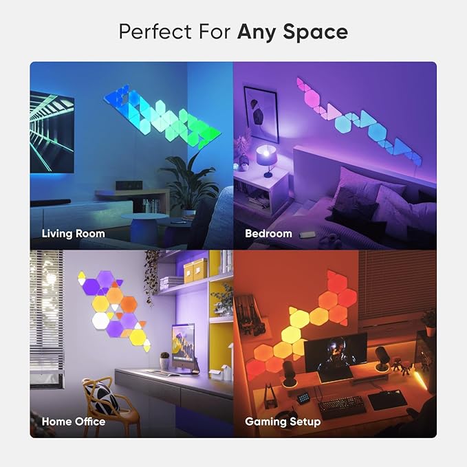 Nanoleaf Shapes WiFi and Thread Smart RGBW 16M+ Color LED Dimmable Gaming and Home Decor Wall Lights Smarter Kits (Triangles Smarter Kit (7 Pack) NANOLEAF