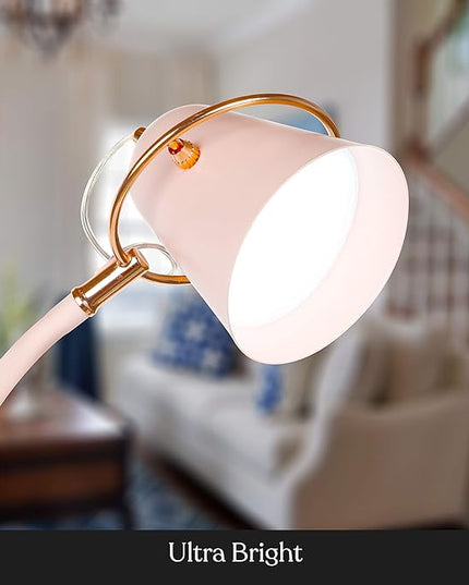 Brightech Zoey LED Floor Lamp - Flexible, Bright Standing Task Light for Puzzles, Crafting, Sewing and Reading - Perfect Dimmable Lighting for Kids Bedrooms, Desks, Nurseries, & Offices - Pastel Pink - LeafyLoom
