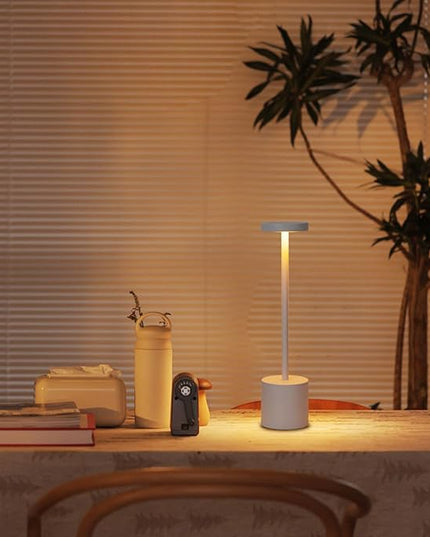 2 Pack Cordless Table Lamp Rechargeable 5000mAh Battery Operated Portable LED Desk Lamp 3 Color Temperature Stepless Dimming for Bedroom Restaurant Coffee Shop Party (White) - LeafyLoom