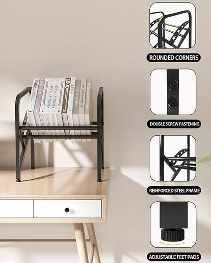 Bookshelf Storage Shelf Bookcase Freestanding Storage Stand Book Organizer for Living Room, Bedroom, Kitchen, Rust Resistance,Easy Assembly Multi-Functional Organizer (1 Tier, Black) - LeafyLoom