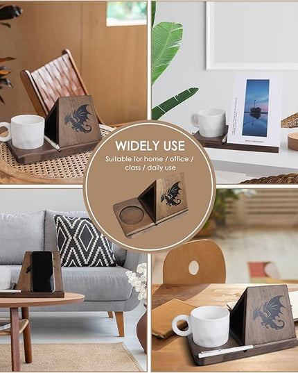 Small Bookshelf - Triangle Book Holder, Wood Mini Book Shelf for Reading Nook, Gifts for Book Lovers, Small Bookcase with Dragon Decor for Bedroom Nightstand, Office Desk, Library or Table - LeafyLoom