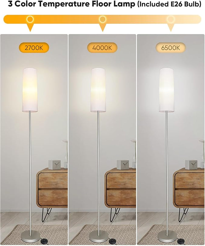 LED Floor Lamp for Living Room,3 Color Temperature Floor Lamps with Remote Control &Foot Switch Modern Standing Lamp,Reading Lamp for Bedroom, Study Room, Office, 9W Bulb Included - LeafyLoom