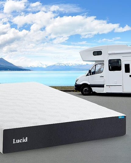 LUCID 10 Inch Memory Foam Mattress - Medium Feel - Infused with Bamboo Charcoal and Gel - Bed in a Box - Temperature Regulating - Pressure Relief - Breathable - Short Queen Size - LeafyLoom