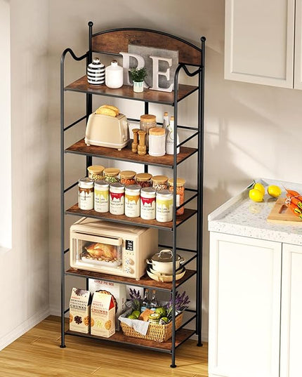 Folding Bookshelf No Assembly, 5 Shelf Black Folding Bookcase, Industrial Tall Metal Collapsible Corner Book Shelf with Storage Shelves for Bedroom, Living Room, Home Office Organization - LeafyLoom