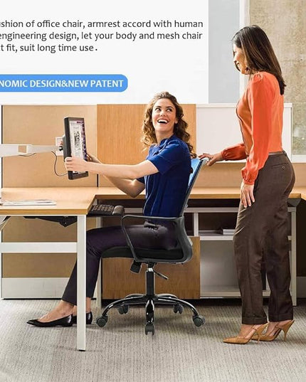 BestOffice Office Chair Desk Chair Computer Chair Swivel Rolling Executive Lumbar Support Task Mesh Chair Adjustable Stool for Women Men, Blue - LeafyLoom