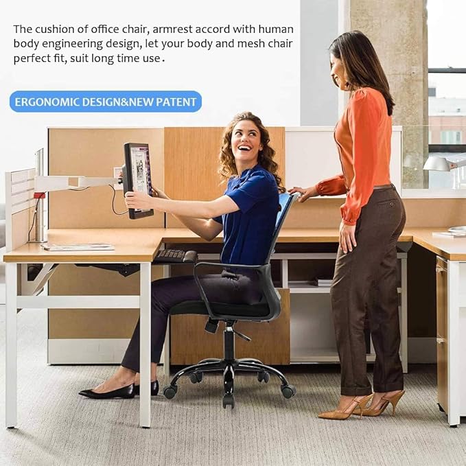BestOffice Office Chair Desk Chair Computer Chair Swivel Rolling Executive Lumbar Support Task Mesh Chair Adjustable Stool for Women Men, Blue - LeafyLoom