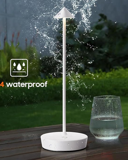 Set of 2 Rechargeable Cordless Table Lamp,6000mAh LED Battery Operated Desk Lamp Touch 3 Color Dimming Portable Outdoor Waterproof Table Light for Patio/Restaurant/Dining/Home (White) - LeafyLoom