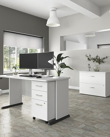 Bush Business Furniture Studio A 60-inch W Computer Desk, White (SDD160WH) - LeafyLoom