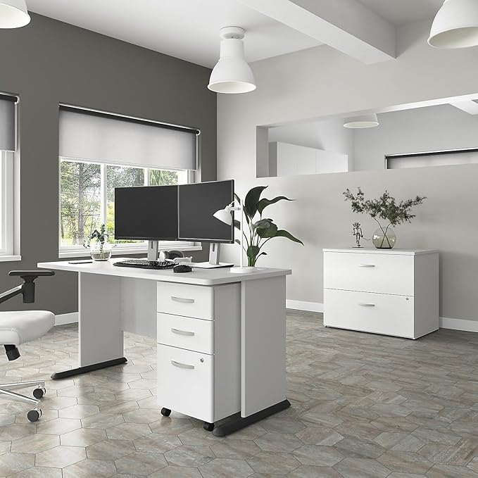 Bush Business Furniture Studio A 60-inch W Computer Desk, White (SDD160WH) - LeafyLoom