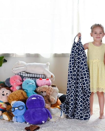 YuppieLife Kids Storage Bean Bag Cover（No Filling）Toy Organizer|Carrying Handle Sofa|Available for Kids and Teenager|Cuddle Chair|Machine Washable and Durable（27“,Leaf Clover） - LeafyLoom