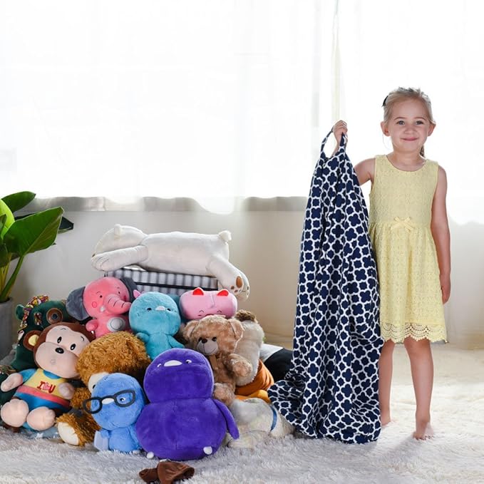 YuppieLife Kids Storage Bean Bag Cover（No Filling）Toy Organizer|Carrying Handle Sofa|Available for Kids and Teenager|Cuddle Chair|Machine Washable and Durable（27“,Leaf Clover） - LeafyLoom