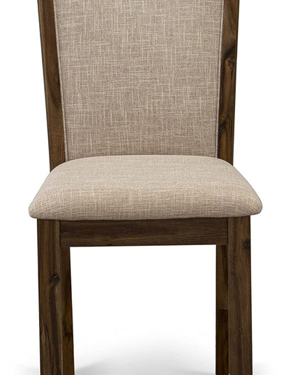 East West Furniture Dublin 5 Piece Kitchen Set for 4 Includes a Round Room Table with Dropleaf and 4 Light Tan Linen Fabric Parsons Dining Chairs, 42x42 Inch, Natural Walnut - LeafyLoom