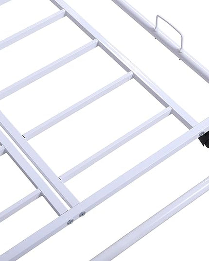 Twin Size Daybed W/Trundle,Metal Sofa Bed Frame with Heavy Duty Steel Slat Support,No Box Spring Needed,for Living Room Bedroom Guest Room,White - LeafyLoom