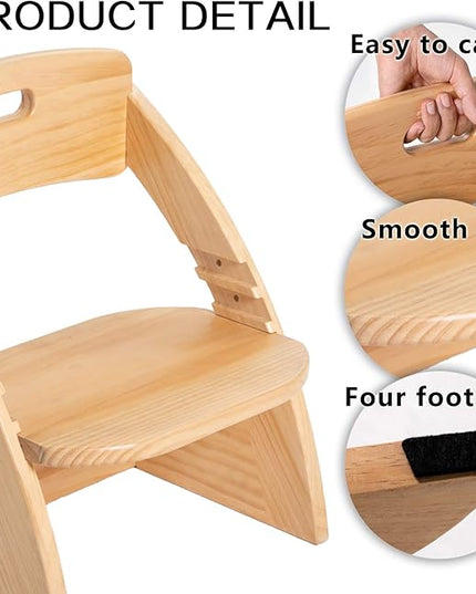 HOUCHCIS Toddler Chair, Wooden Toddler Chair for Kids, Adjustable Kids Chairs for Toddlers, Toddler Chairs and Small Chair, Kids Chair (Wooden) - LeafyLoom