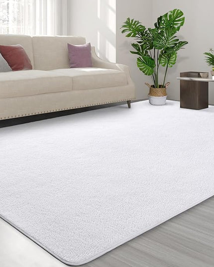 Area Rugs for Bedroom Living Room, 5x8 White Super Soft Comfy Thickened Memory-Foam Indoor Carpets, Modern Aesthetic Minimalist Carpet for Boys Girls Adults Apartment Nursery Home Décor - LeafyLoom