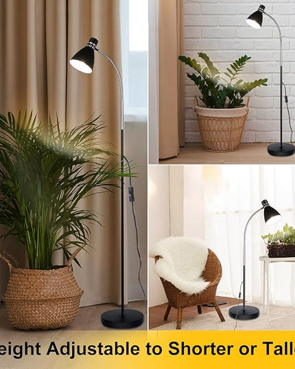 Adjustable Gooseneck Floor Lamp Black,Floor Reading Lamp for Bedroom, Grow Light for Indoor Plants. Minimalist Standing Lamp & Small Task Floor Light… - LeafyLoom