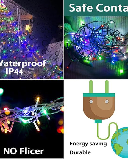 Outdoor Christmas Decorations, Aokudoni 12.6ft 350LED Waterfall Lights, 8 Modes Christmas Lights, Christmas Decorations for Tree, Outdoor Christmas Lights for House Tree Holiday Party, Multicolor Aokudoni