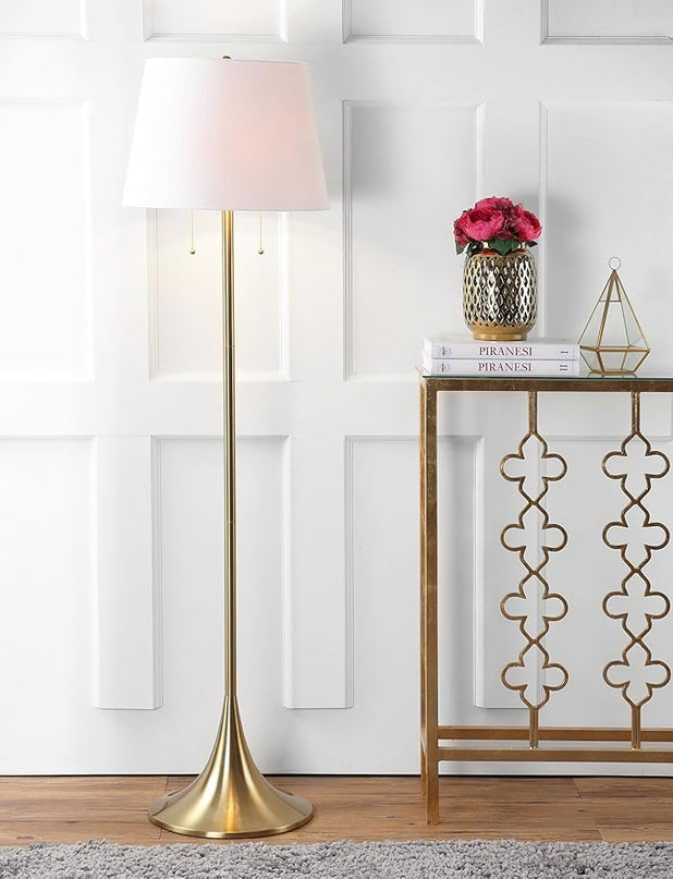JONATHAN Y JYL3001A Amelia 63" Metal LED Floor Lamp, Modern, Contemporary, Glam, Elegant, Office, Living Room, Family Room, Dining Room, Bedroom, Hallway, Foyer, Brass - LeafyLoom