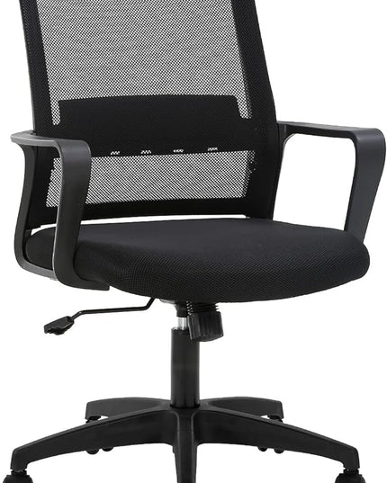 FDW Office Chair Ergonomic Desk Chair Mid-Back Mesh Computer Chair Lumbar Support Comfortable Executive Adjustable Rolling Swivel Task Chair with Armrests,Black - LeafyLoom