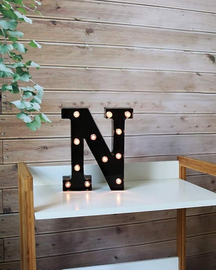 Light Up Black Alphabet Marquee Letters Sign LED Marquee Number Lights Sign for Night Light Home Bar Christmas Lamp Birthday Party Wedding Decoration N - LeafyLoom
