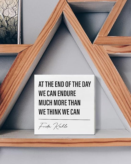 Home Office Desk Wooden Box Sign Decor, We Can Endure Much More Than We Think, Inspirational Quotes Desk Decor Motivational Desk Decorations for Women Girls Teens Student Office Classroom School - LeafyLoom