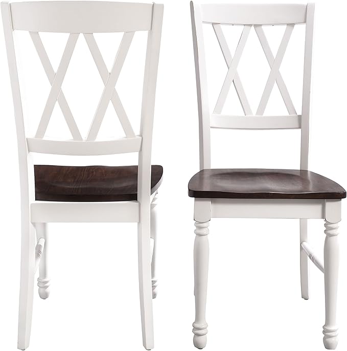 Crosley Furniture Shelby Dining Chairs (Set of 2), Distressed White - LeafyLoom