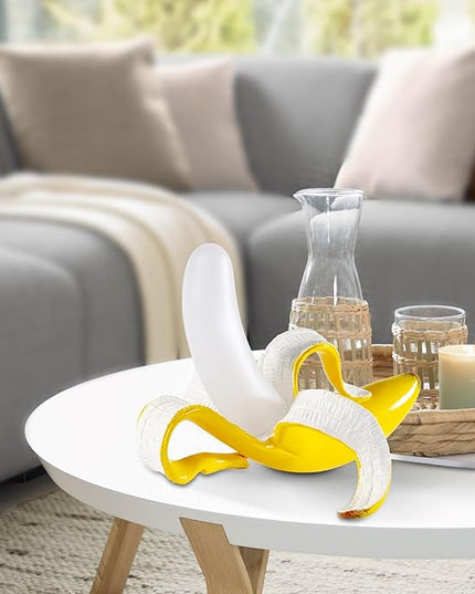 Modern Banana Table Lamp, Desk Lamp,Led Night Light Baking Finish Resin Banana Lighting Fixture for Living Room, Bedroom,Home Office,Kids Room (Sitting) - LeafyLoom