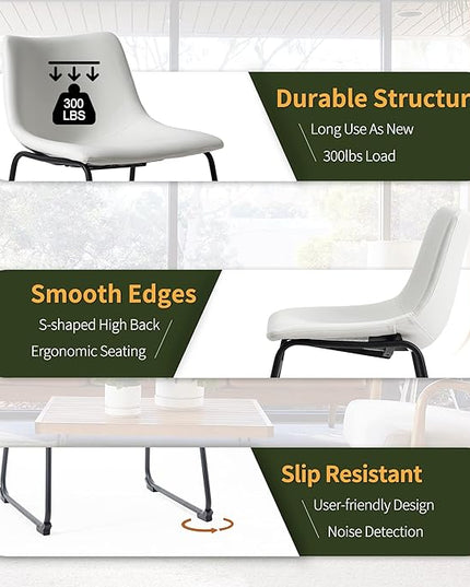 NicBex Retro Side Chair Dining Chair with Metal Legs for Kitchen, Living, Dining Room, Set of 2, (White Color) (A-GE17016-USSU014) - LeafyLoom