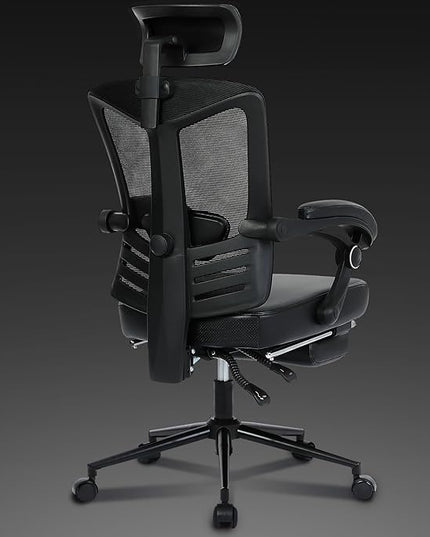 Vonesse Ergonomic Office Chair with Headrest Computer Mesh Office Chair with Footrest Big and Tall Office Chair Adjustable Swivel Rolling High Back Reclining Home Office Desk Chair Black - LeafyLoom