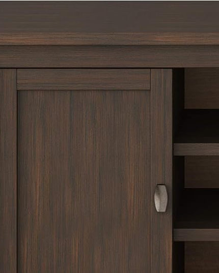 SIMPLIHOME Warm Shaker SOLID WOOD 47 Inch Wide Transitional TV Media Stand in Russet Brown for TVs up to 50 Inches, For the Living Room and Entertainment Center - LeafyLoom