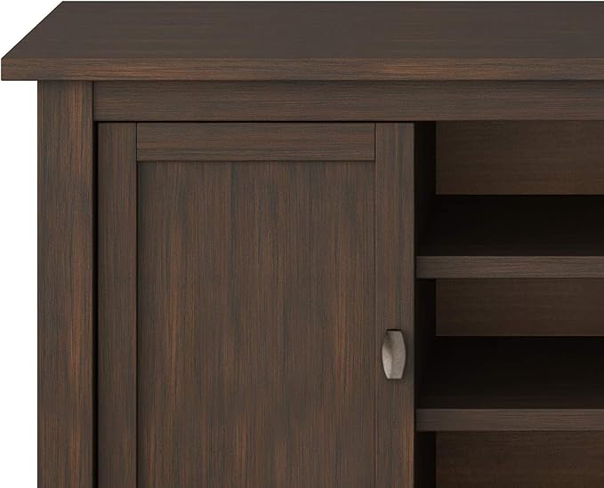 SIMPLIHOME Warm Shaker SOLID WOOD 47 Inch Wide Transitional TV Media Stand in Russet Brown for TVs up to 50 Inches, For the Living Room and Entertainment Center - LeafyLoom