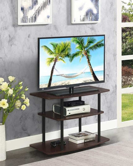 Convenience Concepts Designs2Go 3 Tier TV Stand, 31.5", Espresso/Black Poles - LeafyLoom