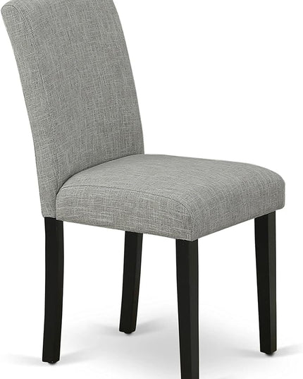East West Furniture Eden 3 Piece Kitchen Set Contains a Round Room Table with Pedestal and 2 Shitake Linen Fabric Parson Dining Chairs, 30x30 Inch, ESAB3-BCH-06 - LeafyLoom