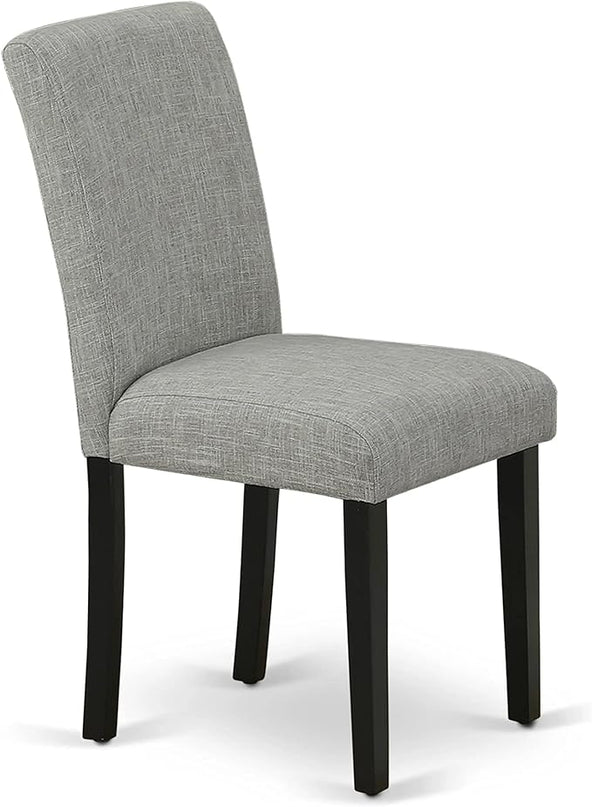 East West Furniture Eden 3 Piece Kitchen Set Contains a Round Room Table with Pedestal and 2 Shitake Linen Fabric Parson Dining Chairs, 30x30 Inch, ESAB3-BCH-06 - LeafyLoom