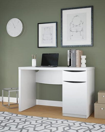 Bush Furniture Montrese Computer Desk in Pure White - LeafyLoom