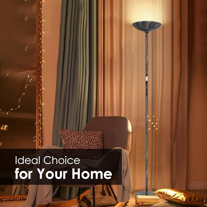 BoostArea Floor Lamp, Pole Standing Lamp, 20W 2000LM LED Torchiere Floor Lamp, Stepless Dimmable, Touch Control, 3000K Daylight, 50000hrs Lifespan,70.5 in Floor Lamps for Living Room,Bedroom,Office - LeafyLoom