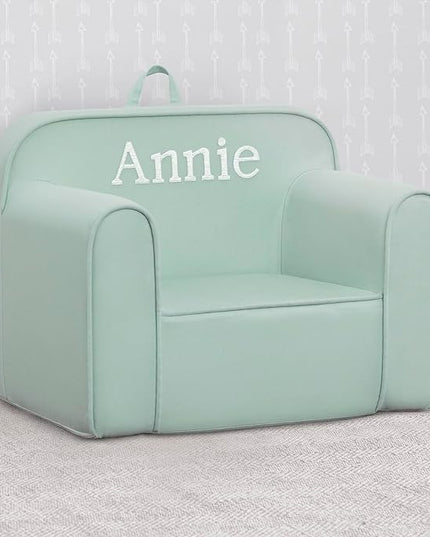 Delta Children Personalized Cozee Chair - Customize with Name – Foam Kids Chair for Ages 18 Months and Up, Sage - LeafyLoom