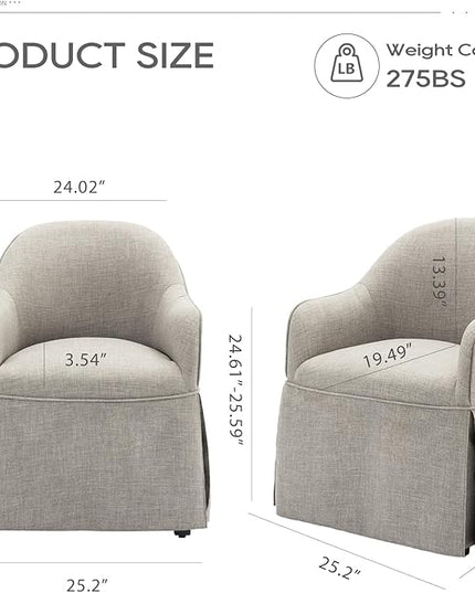 COLAMY Modern Accent Dining Chairs Set of 2, Barrel Accent Armchairs, 20 Inch Dining Accent Chairs with Cover, Fabric Dining Chair for Kitchen,Dining Room,Living Room,Dinner Party, Light Grey - LeafyLoom