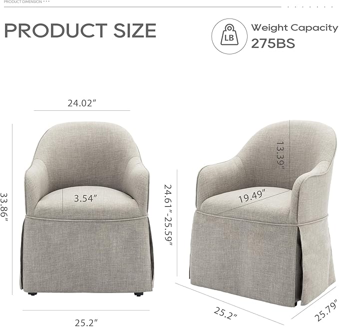 COLAMY Modern Accent Dining Chairs Set of 2, Barrel Accent Armchairs, 20 Inch Dining Accent Chairs with Cover, Fabric Dining Chair for Kitchen,Dining Room,Living Room,Dinner Party, Light Grey - LeafyLoom