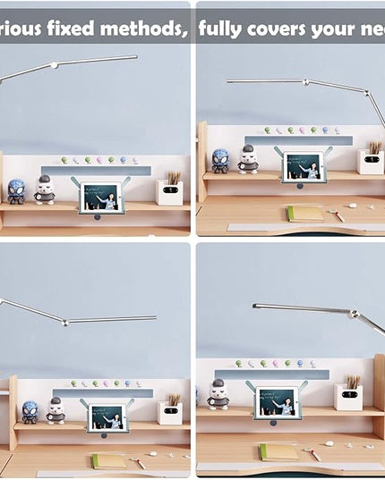LED Desk Lamp, Desk Light for Home Office, Dual Light Source, Eye-Caring Optical Lens, 5 Color Modes & Brightness, 18W Brightest, Swing Arm Office Lamp, Clamp Lamp, Work Light, Task Light - LeafyLoom